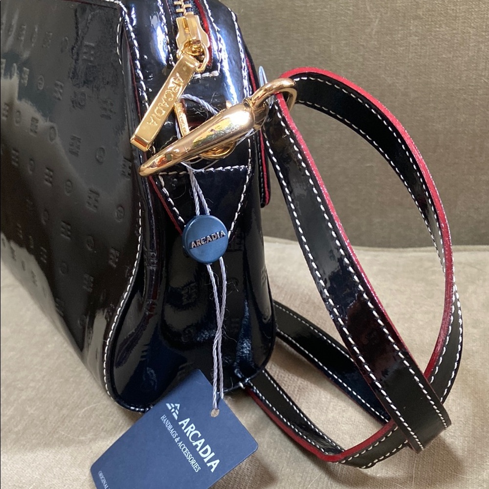 Arcadia Black Embossed Patent Leather Bag - Picture 4 of 14